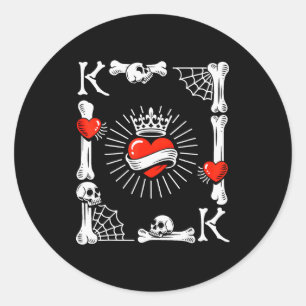 King Of Hearts Card Costume Funny Halloween King O Classic Round Sticker