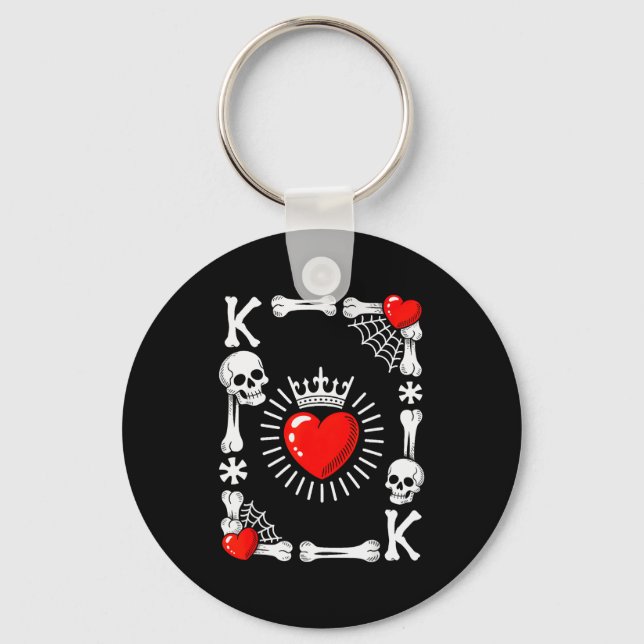 King Of Hearts Card Costume Funny Halloween King O Keychain (Front)