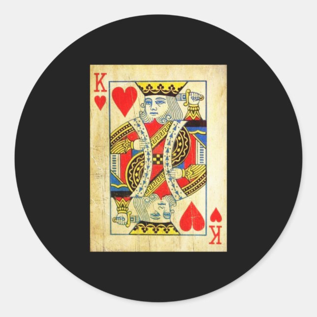 King Of Hearts Card Deck Old Classic Round Sticker (Front)