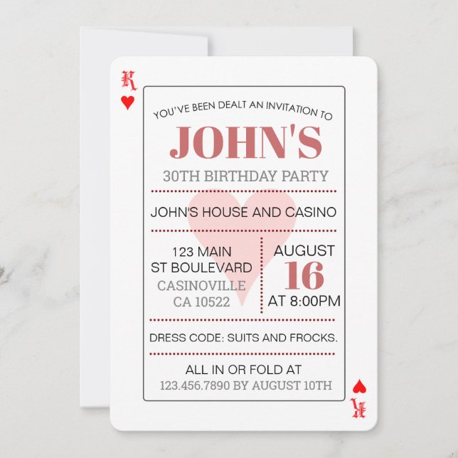 King of Hearts Casino Poker Playing Cards (Front)