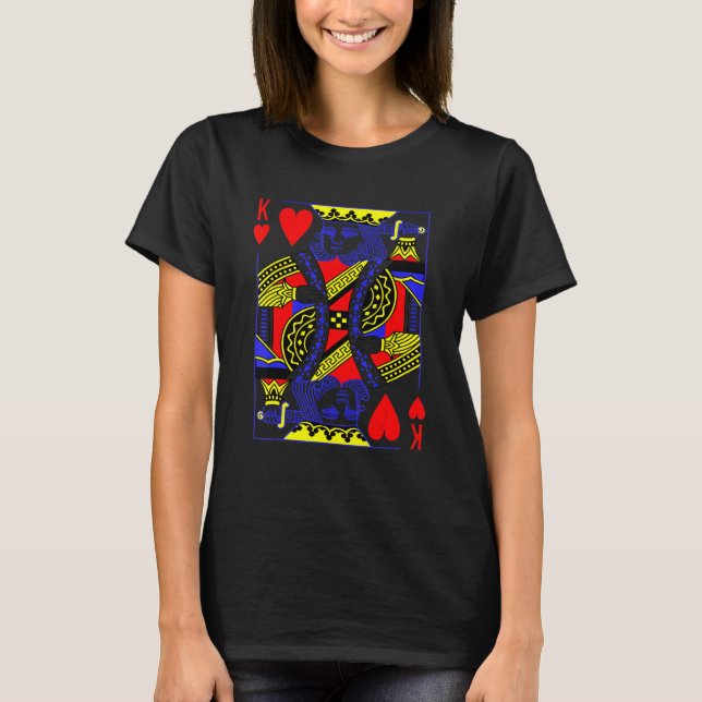 King of Hearts Costume Magic Poker Card Math Geek T-Shirt (Front)
