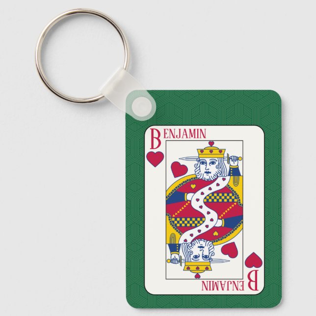 King of Hearts Custom Name Playing Card Keychain (Front)