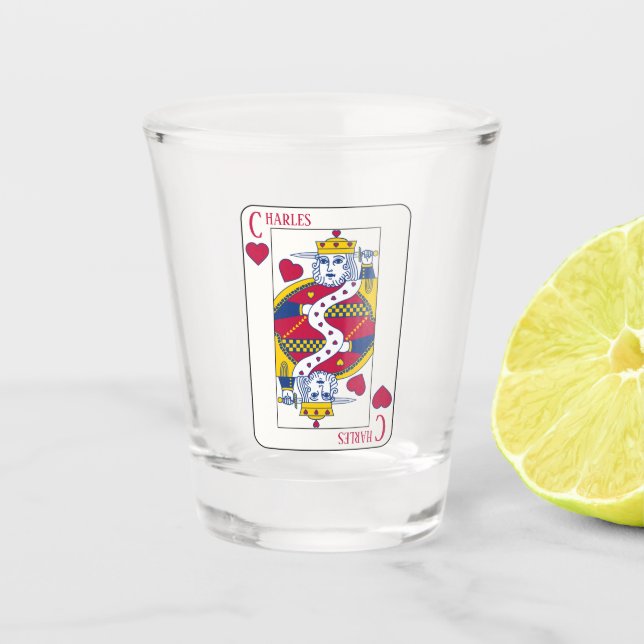 King of Hearts Custom Name Playing Card Shot Glass (Front)