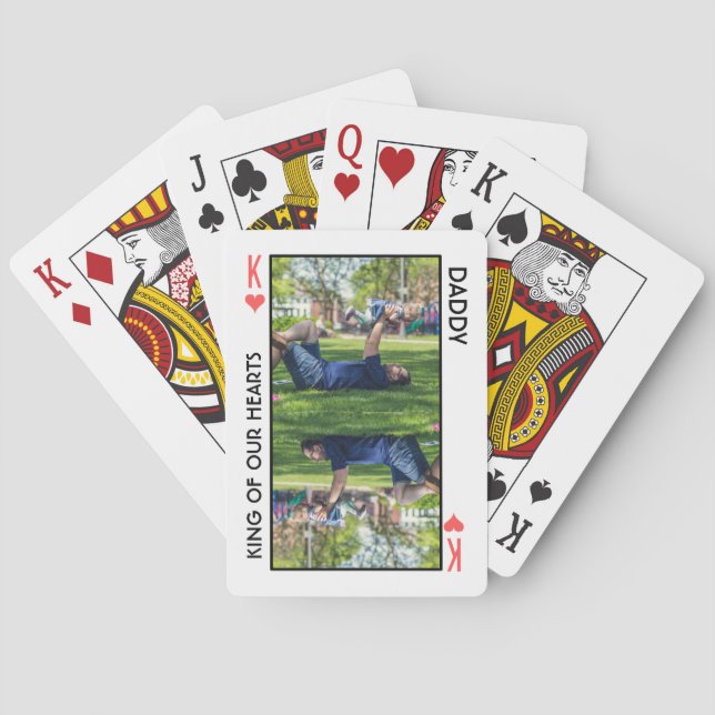 King of Hearts Custom Text and Photo Fathers Day Playing Cards (Back)