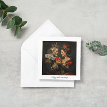 King of Hearts gives heart to queen, customizable