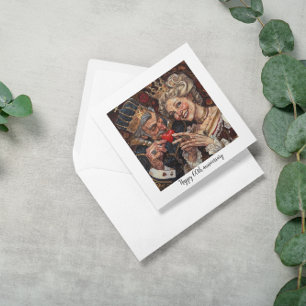 King of Hearts gives heart to queen, customizable Holiday Card