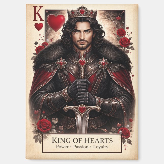 King of Hearts Gothic Tarot Card Magnet (Front)