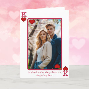 King of Hearts Photo Custom Text Valentine's Day Holiday Card