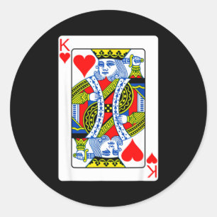 King Of Hearts Playing Card Valentine Costume Classic Round Sticker