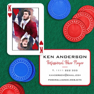 King of Hearts Red White Photo Poker Casino Business Card