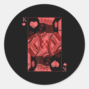 King Of Hearts Valentines Day Cool V-day Couple Ma Classic Round Sticker