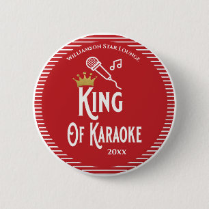 King of Karaoke Singing Contest Red 2 Inch Round Button