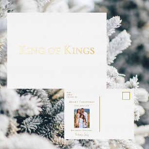 King of Kings Family Photo Christmas Gold Foil Holiday Postcard
