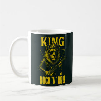King of Rock N Roll Lion Guitar Player Coffee Mug