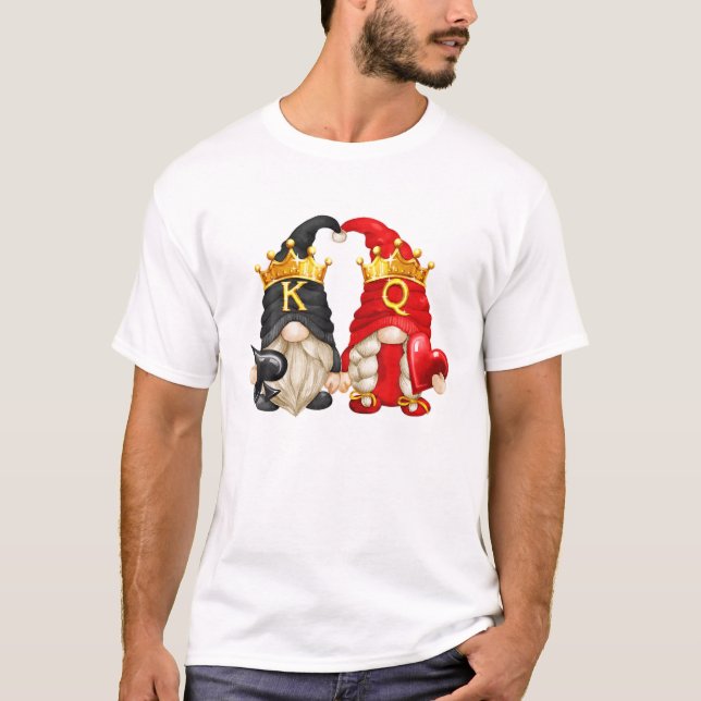 King Of Spades And Queen Of Hearts With Funny Gard T-Shirt (Front)