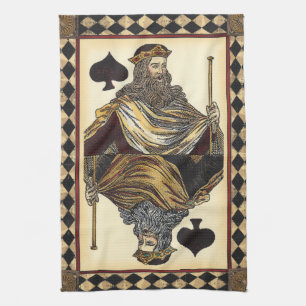 King of Spades Playing Card by Vision Studio Kitchen Towel
