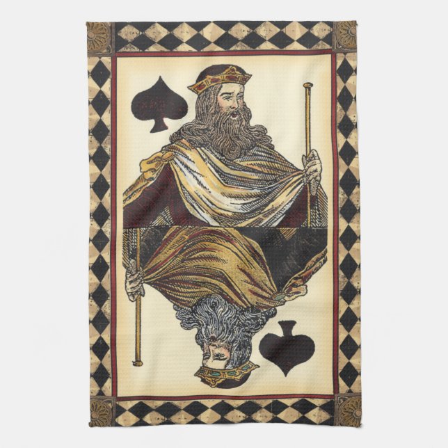 King of Spades Playing Card by Vision Studio Kitchen Towel (Vertical)