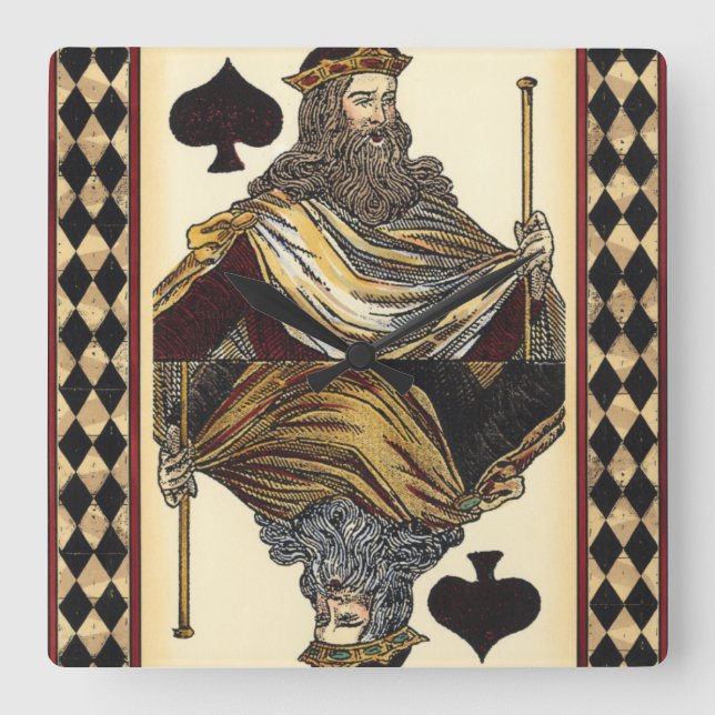 King of Spades Playing Card by Vision Studio Square Wall Clock (Front)