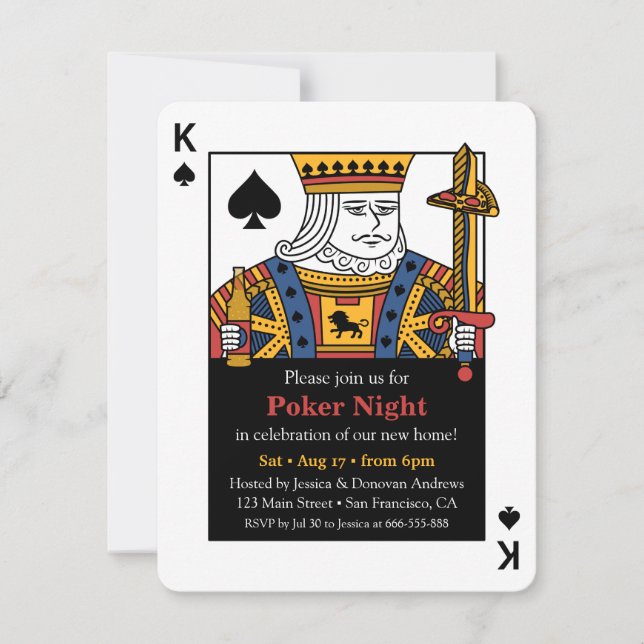 King of Spades Poker Night Housewarming Party Invitation (Front)