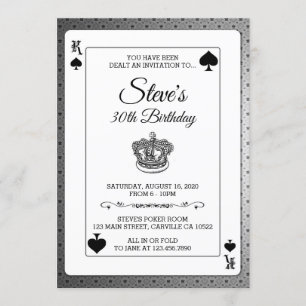 King of Spades Poker Playing Card Birthday Invite