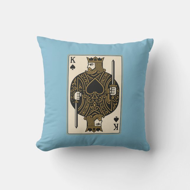 King of Spades — Regal Black & Gold Throw Pillow (Front)
