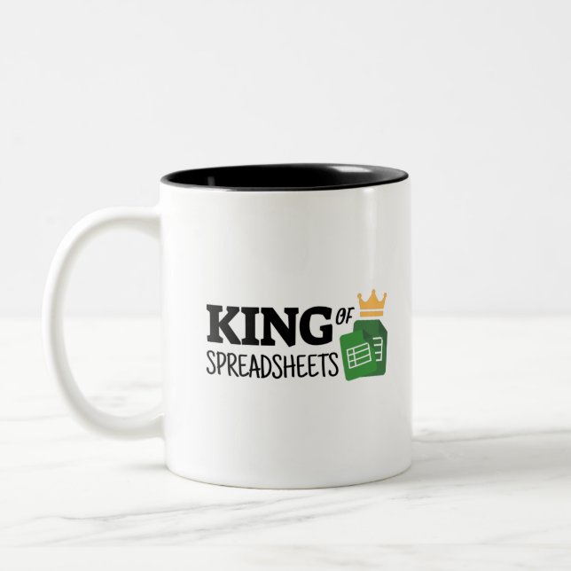 King of spreadsheets Two-Tone coffee mug (Left)
