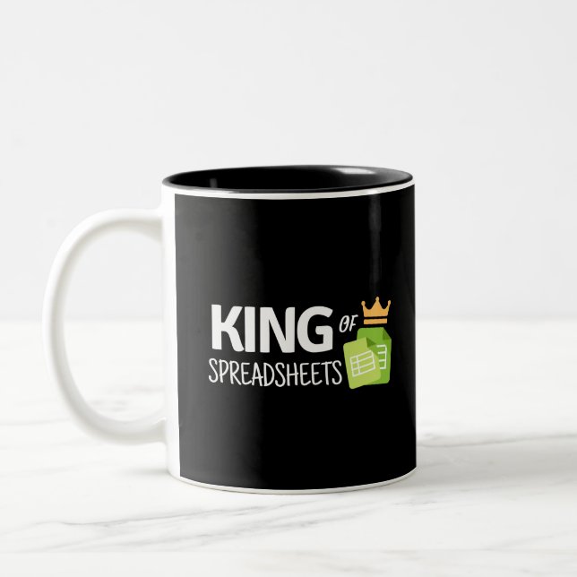 King of spreadsheets Two-Tone coffee mug (Left)