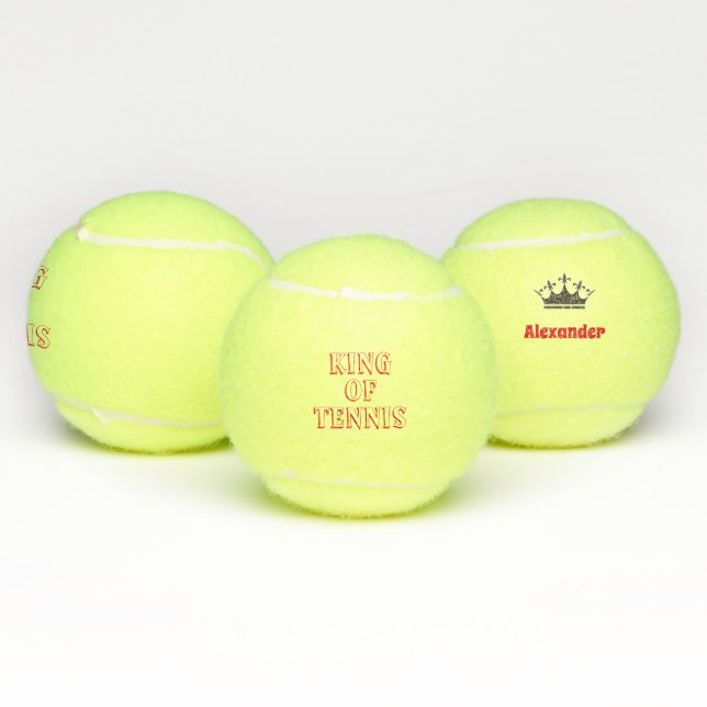King of tennis personalize text and name and crown balls (Multi)