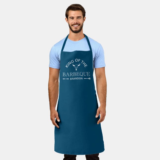 King Of The Barbeque | BBQ Gift Personalized Name Apron (Worn)