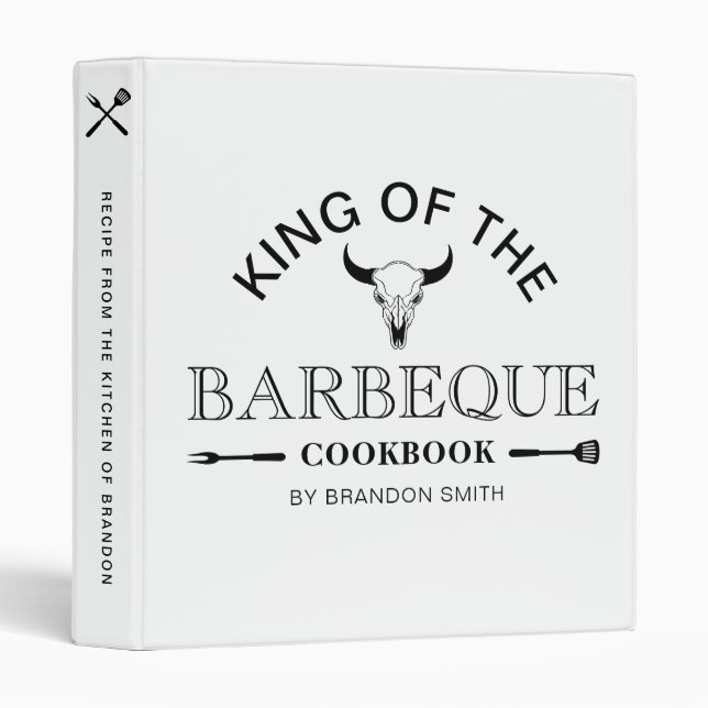 King Of The Barbeque Cookbook | Personalized Name Binder (Front/Spine)