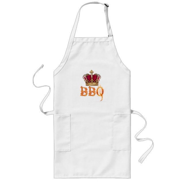 King Of The BBQ Crown Foodie Dad For Men Long Apron (Front)