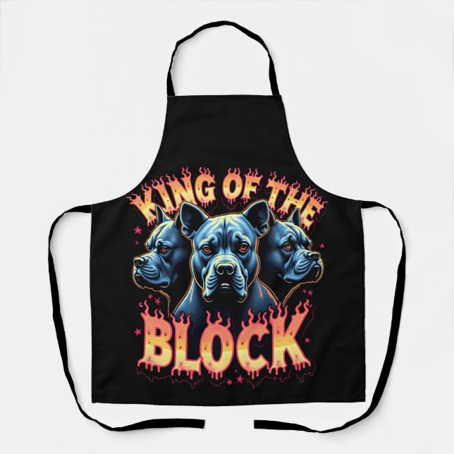 King of the Block Bulldog–90s Bootleg Rap Style Apron (Front)