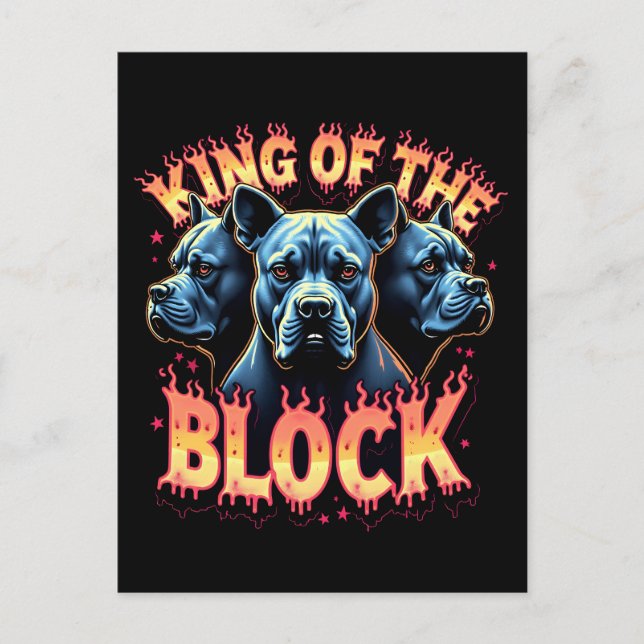 King of the Block Bulldog–90s Bootleg Rap Style  Holiday Postcard (Front)