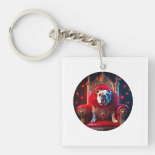 King Of The Bulldogs On His Throne Keychain