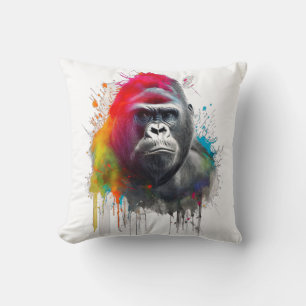 King of the Forest: Majestic Gorila Espald Throw Pillow