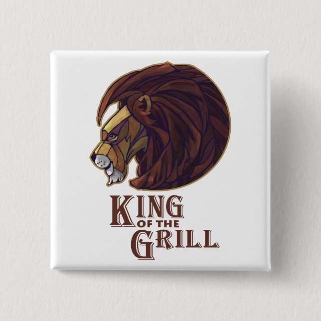 King of the Grill 2 Inch Square Button (Front)