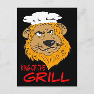 King of the Grill, Angry Lion Head, Funny  Postcard