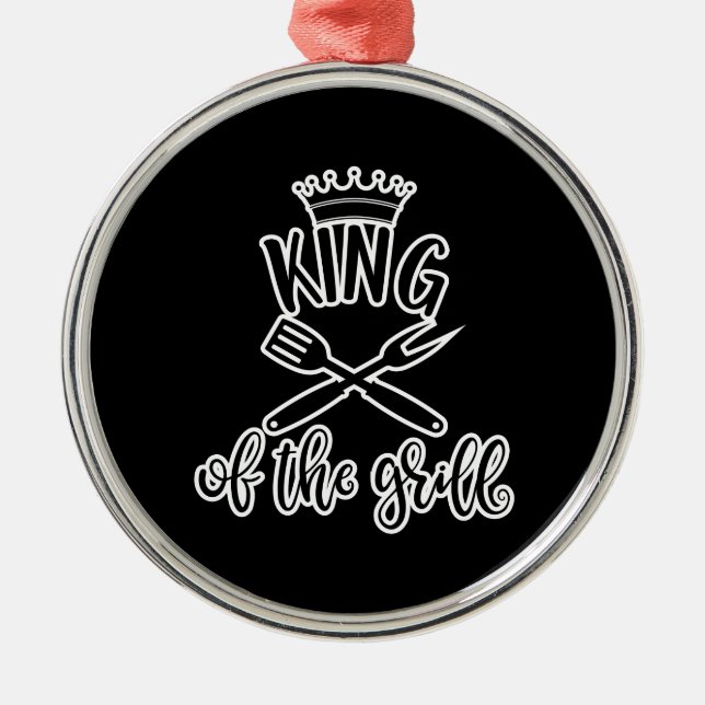 King Of The Grill. Barbecue Party Design Idea Metal Ornament (Front)