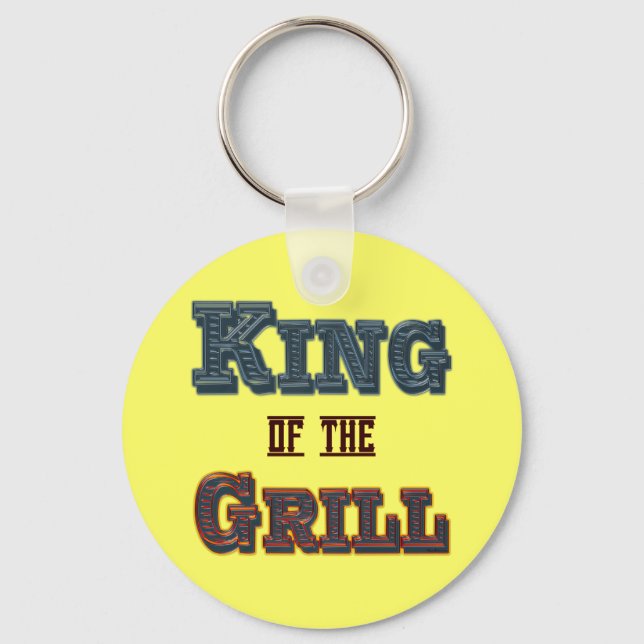 King of the Grill BBQ Cooking Slogan Keychain (Front)