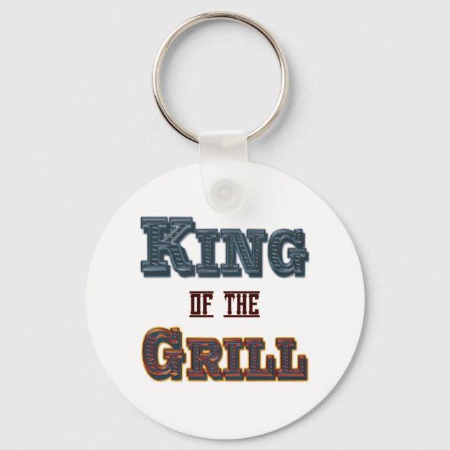 King of the Grill BBQ Cooking Slogan Keychain (Front)