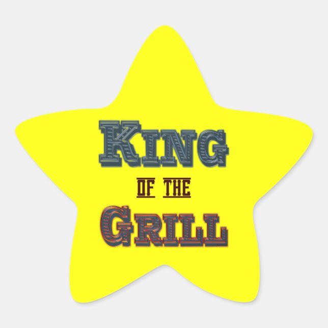 King of the Grill BBQ Cooking Slogan Star Sticker (Front)