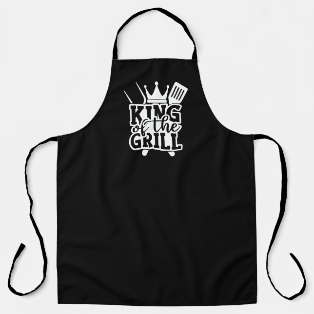 King Of The Grill BBQ Quote Black Apron (Front)