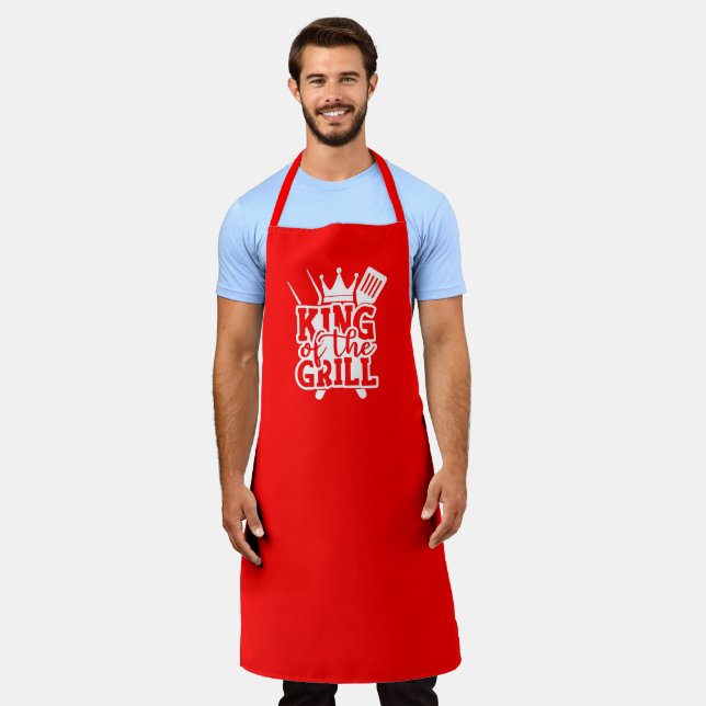 King Of The Grill BBQ Quote Red Apron (Worn)