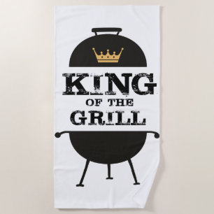 King Of The Grill, Black Gold Crown Beach Towel