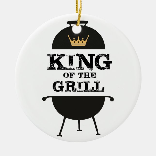 King Of The Grill, Black Gold Crown Ceramic Ornament (Front)