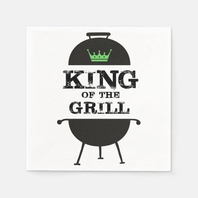 King Of The Grill, Black Green Crown Napkin (Front)