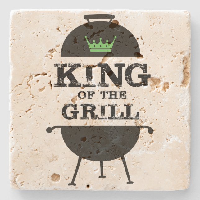 King Of The Grill, Black Green Crown Stone Coaster (Front)