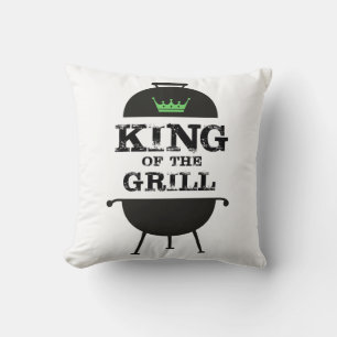 King Of The Grill, Black Green Crown Throw Pillow
