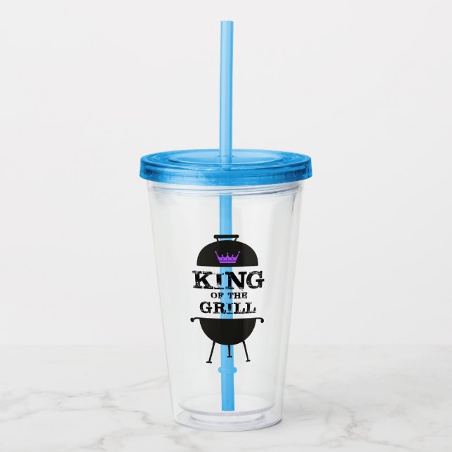 King Of The Grill, Black Purple Crown Acrylic Tumbler (Front)