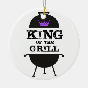 King Of The Grill, Black Purple Crown Ceramic Ornament
